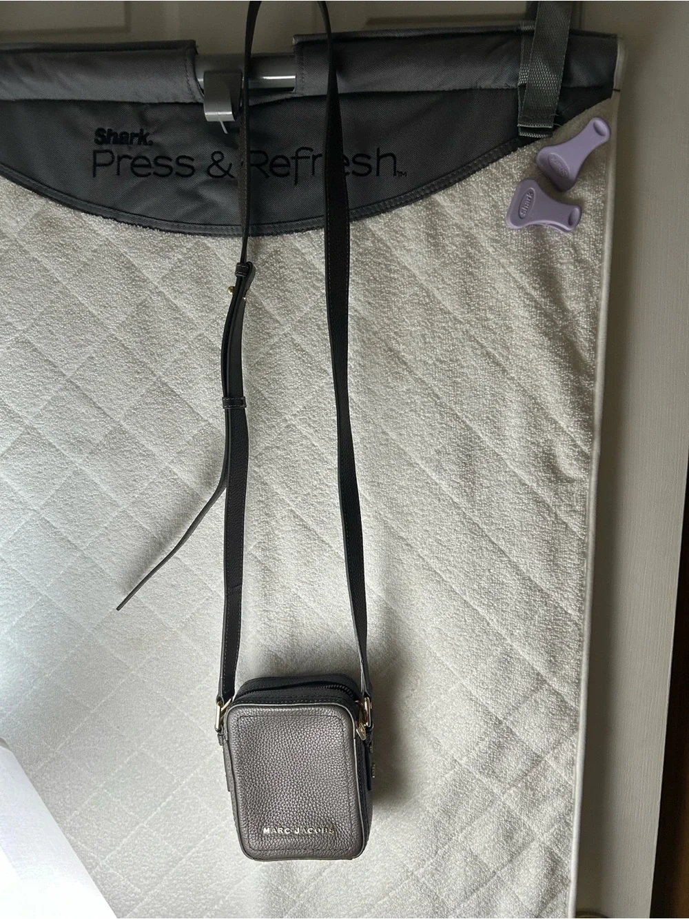 Marc Jacobs Gray Pebbled N/S Grove  Leather Crossbody